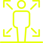 Icon Person mit Pfeilen in alle Richtungen